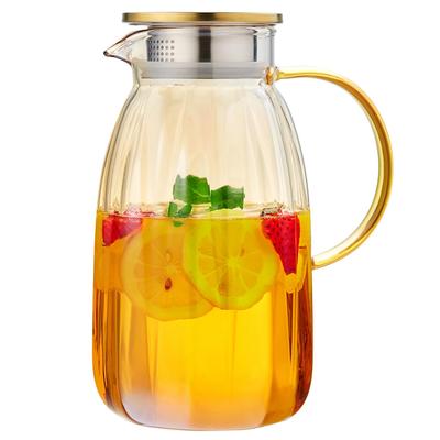 Pokaro Tea Barley Tea 2 Tea Glass Water Cold Carafe for Barley Iced Fruit and Elegant and Modern Design with 2000ml Pot/Pitcher, Liters,