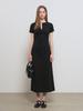 General Idea Fitted Shirred Long Dress [Black] / Gf1Lop506