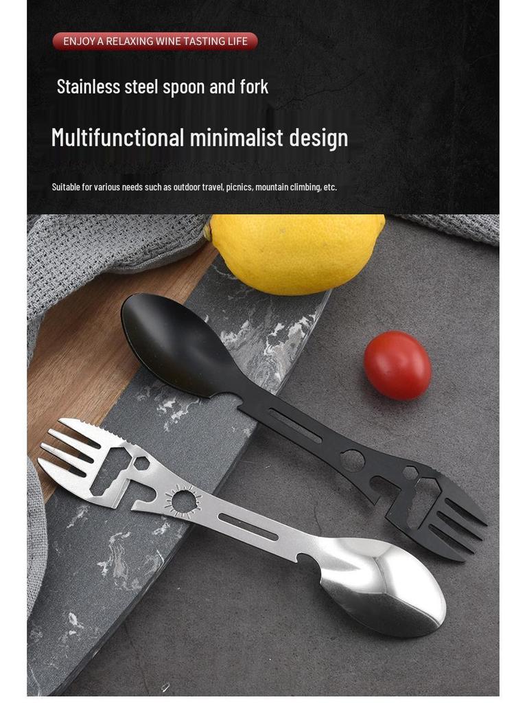 Cross-border 10-in-1 Multifunctional Camping Survival Tool: Fork, Spoon, Wrench, Bottle Opener