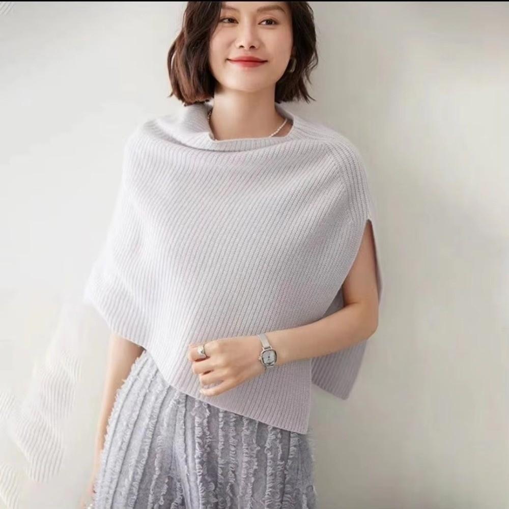 Pullover Women Cape Thicken High Neck Scarf Elegant Knitted Shawl Girl