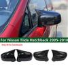For Nissan Tiida Hatchback 2004-2010 ABS Car Rearview Side Mirror Cover Wing Cap Exterior Door Housing Trim Adhesive Sticker