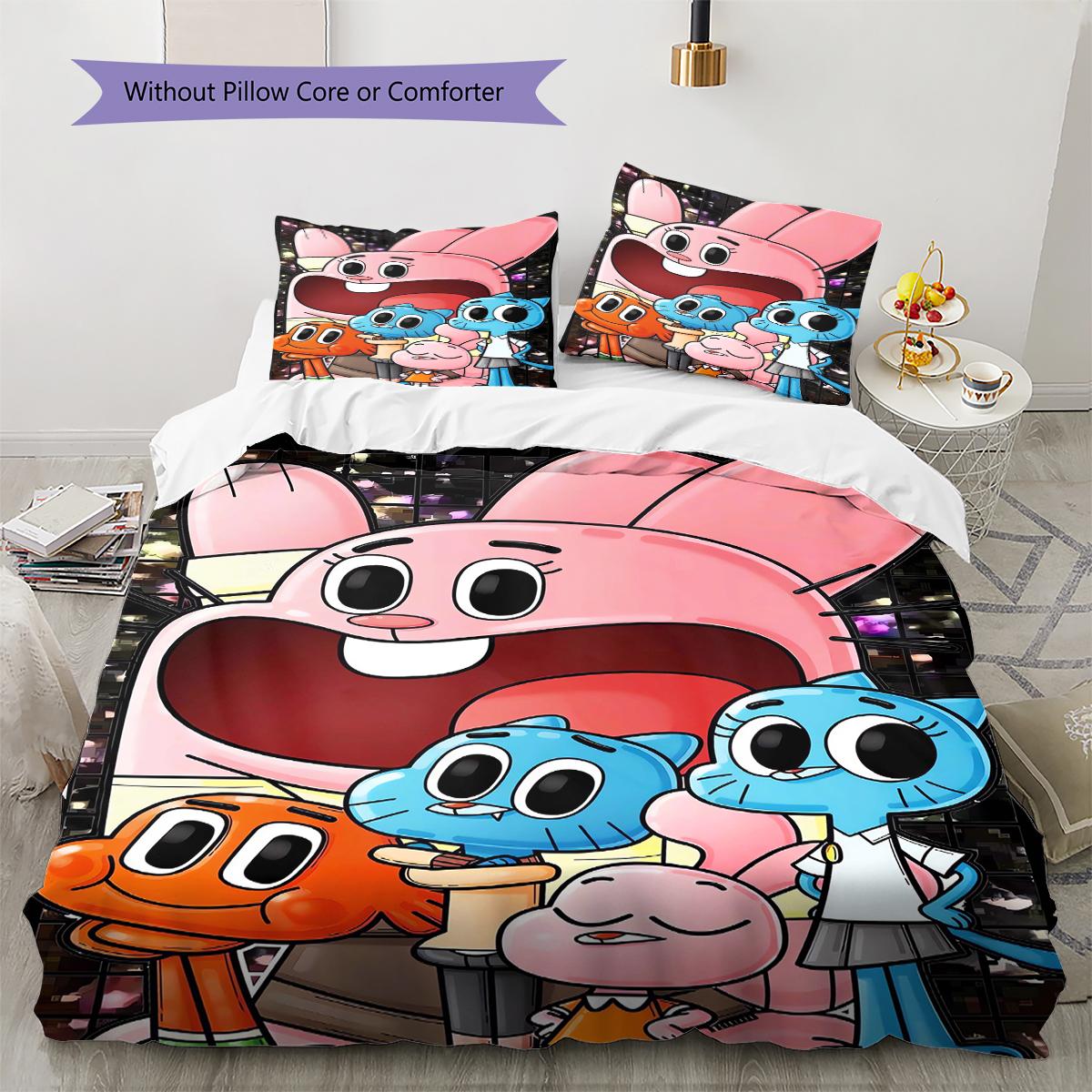 

Gumball Amazing World Pattern Bedding Quilt Set Quilt Cover Pillowcase Home Decoration Gift (1 * duvet cover + 2 * pillowcase, without core) 250x220cm