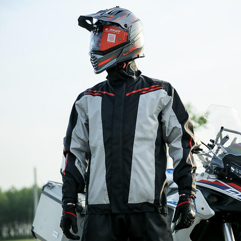 Heavy Duty Waterproof Motorcycle Rain Suit Set Men - Oxford Fabric PU Coated Split Raincoat Pants E-bike Riding In