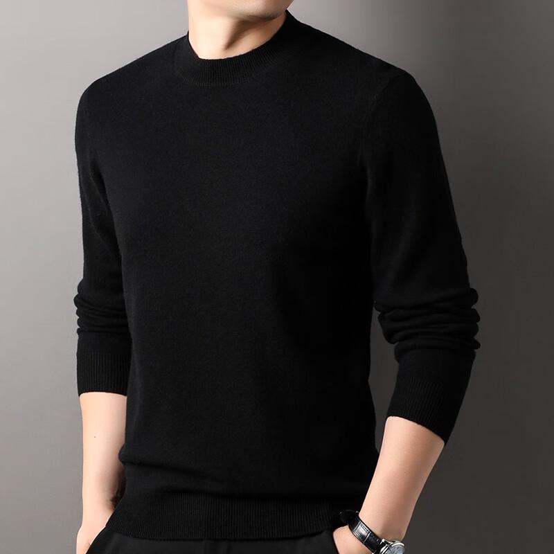 Hengyuanxiang Men's 100% Pure Wool Round Neck Sweater