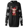 Women's Christmas Print Long-Sleeved Hooded Pocket Pullover Dress