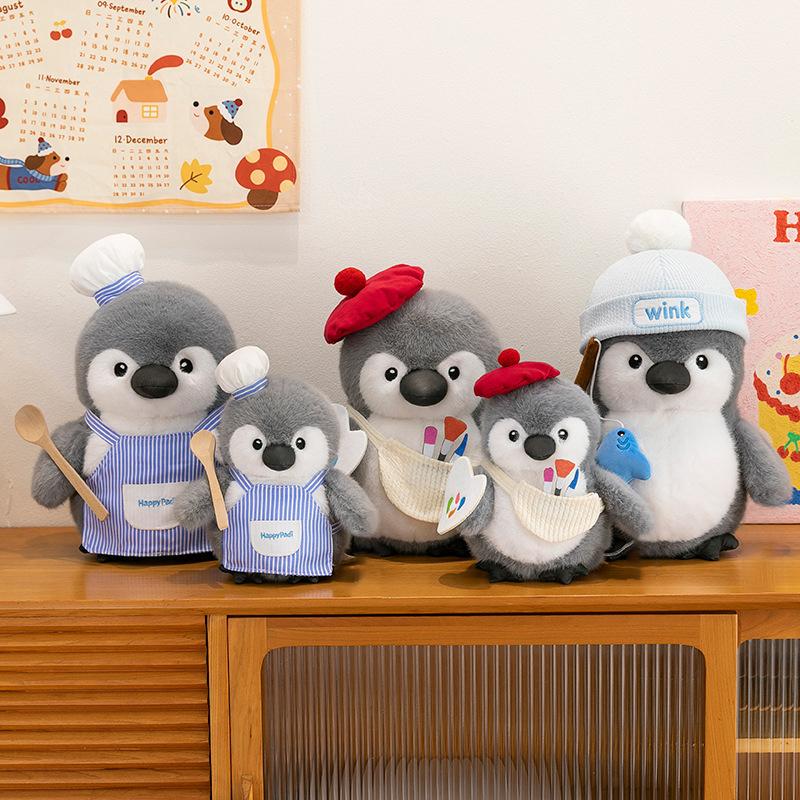 Non-Toxic 25/35Cm Cute Chubby Penguin Plush Toy Chef Painter Plushies Stuffed Animal Deer Doll Children Christmas Valentine Day Children Gifts