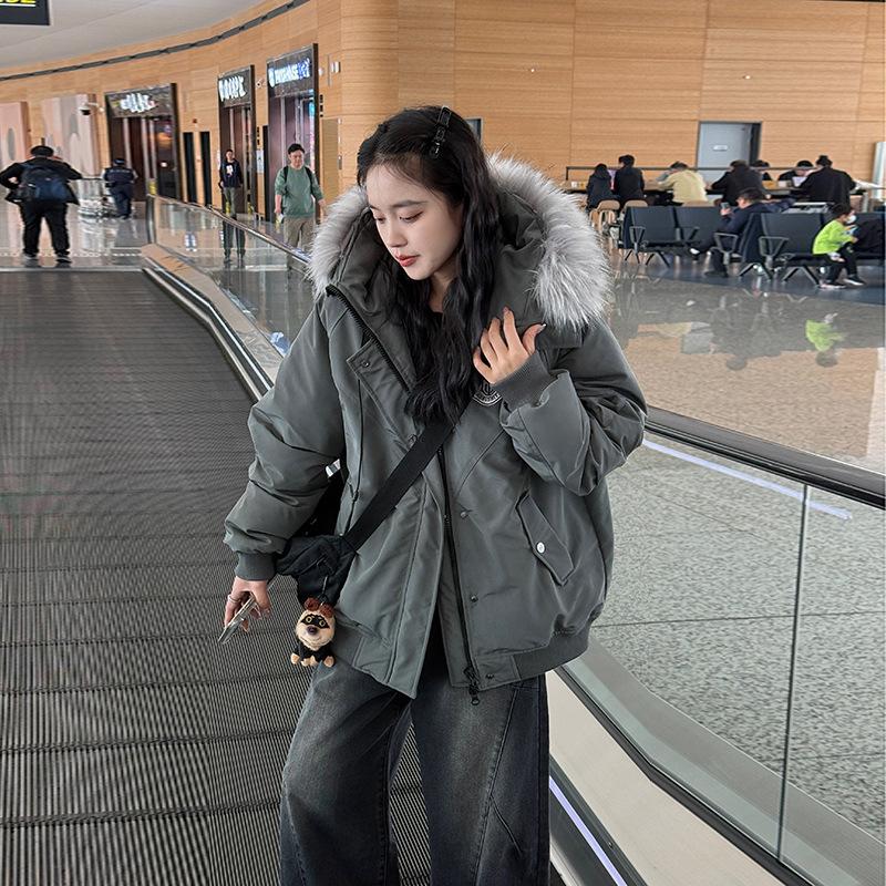 Gepolsterte Kleidung Damen Winter Neu Großer Pelzkragen Koreanische Version Locker Gepolsterte Kleidung Verdickte Warme Gepolsterte Jacke