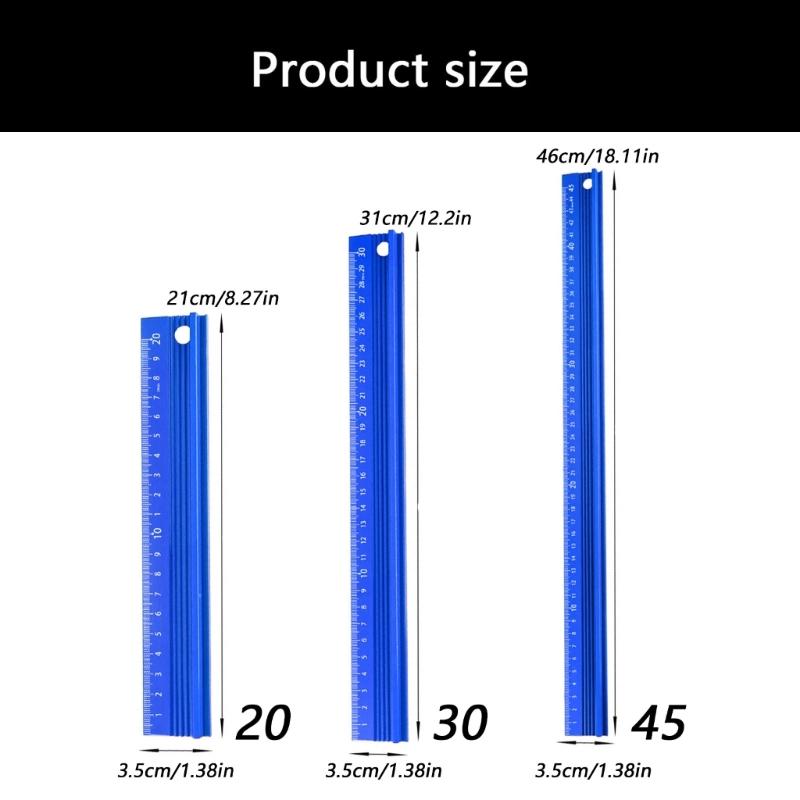 Strong Metal Ruler with Protective Edges Aluminum Straight Edges Ruler Ideal for Carpenter Designers & School Use
