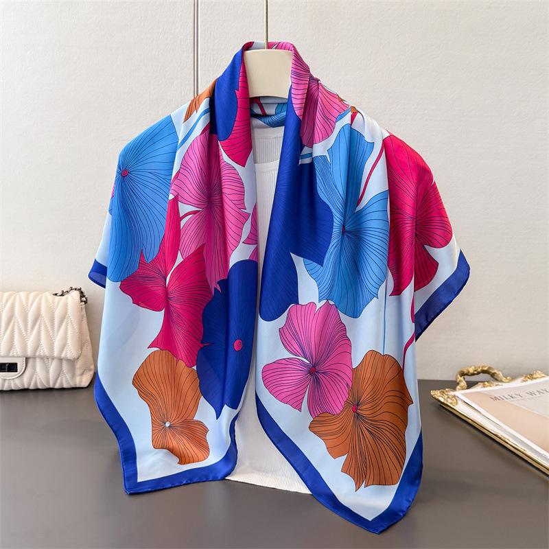 

Colorful Ginkgo Satin Imitation Silk Printing Large Square Scarf Silk Scarf Shawl Headscarf Neck Protection Scarf Decorative Women S Scarf 90*90cm