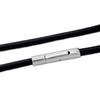 Mens Boys Faux Leather Cord Lock Necklace Stainless Steel Black Round Jewelry
