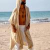 Men's Summer Mid-length Cardigans Loose Casual Sun Protection Clothes Beach Holiday Style Shawl Coat Male Long Hooded Cape