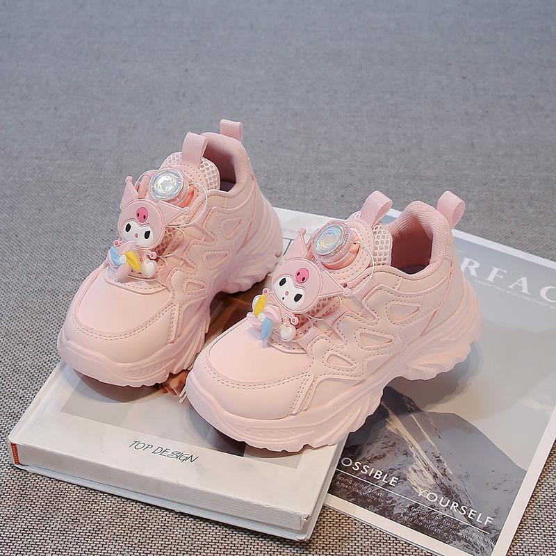 

Kuromi girls twist-button sneakers, new spring and autumn children s shoes, casual dad shoes for girls with soft soles 26 розовый