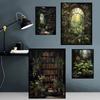 Forest Animals Butterfly Bat Plants Flowers Canvas Wall Art Nature Diamond Painting Decor Vintage Dark Skeleton Pumpkin Halloween