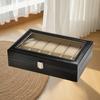 High-Value Faux Leather 12-Position Watch Storage Box Wristwatch Window Display Large Capacity with Lid Watch Box