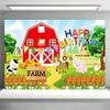 Bauernhaus-Tier-Holzzaun im Cartoon-Stil - Geburtstagsparty-Zubehör - Polyesterstoff-Fotohintergrund und Party-Banner