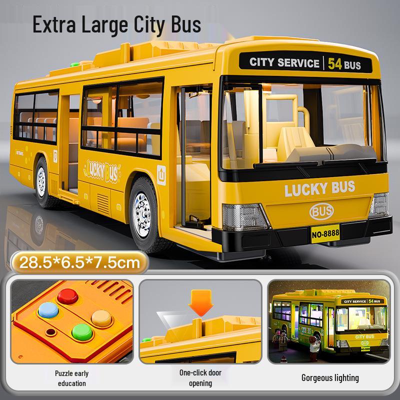 Jumbo Inertial School Bus Toy with Lights and Music - Early Educational Vehicle for Kids