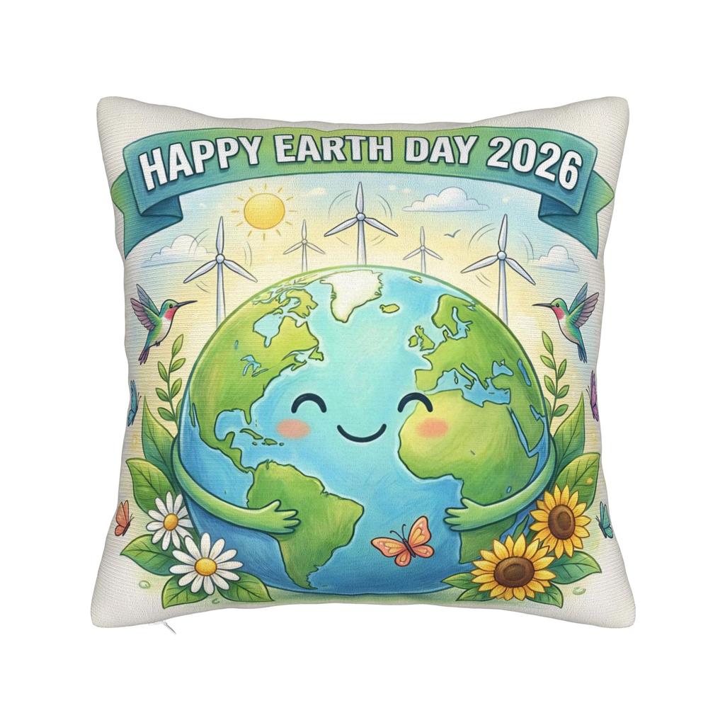 Go Planet Its Your Earth Day Square Pillow Case  Cushion Cover Vintage Zippered Decor Pillowcase for Living Room cm