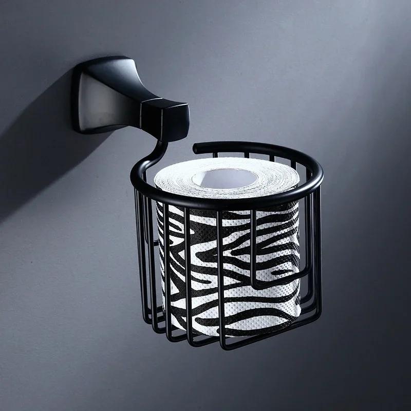Black Space Aluminum Paper Towel Storage Toilet Paper Holder European Paper Towel Rack Bathroom Hardware Accessories
