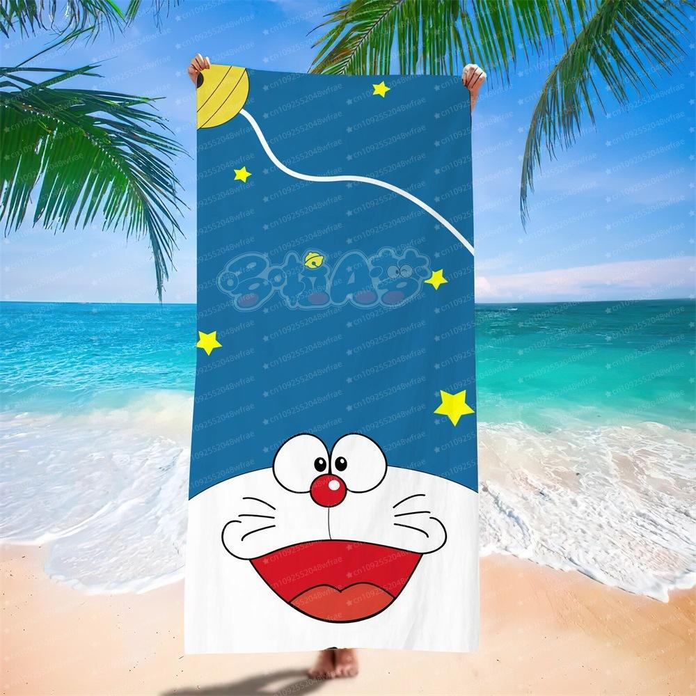 Doraemon Beach Towel Cartoon Cute Printed Bath Towel Microfiber Robotic Cat Swimming Quick Dry Comfortable Soft Beach Towel