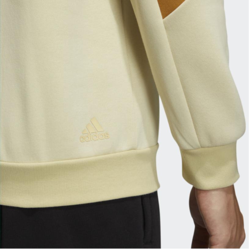 Adidas Logo Print Casual Sport Long Sleeve Sweatshirt Men Tops Yellow HN9023