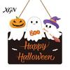 Wooden Seasonal Front Porch Ornament Halloween Ghost Door Sign, Cute Ghosts Hanging Wreath, Rustic Happy Kids Room Festive Wall Art Welcome