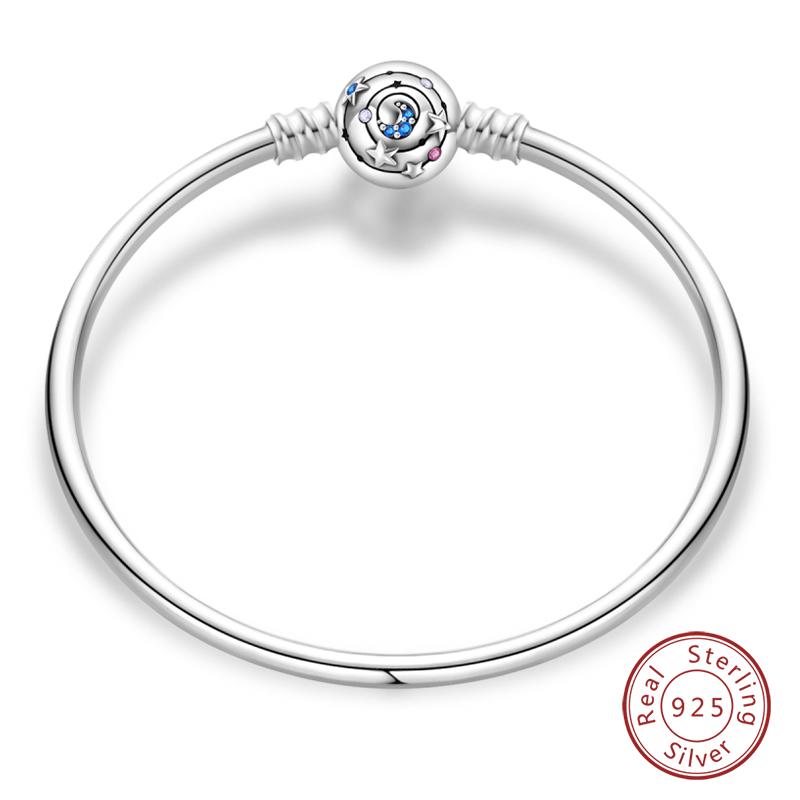 

New Silver 925 Original 17-20CM Blue Butterfly Octagonal Star Devil s Eye Bracelets For Women Fit DIY Charms Birthday Jewelry 17cm