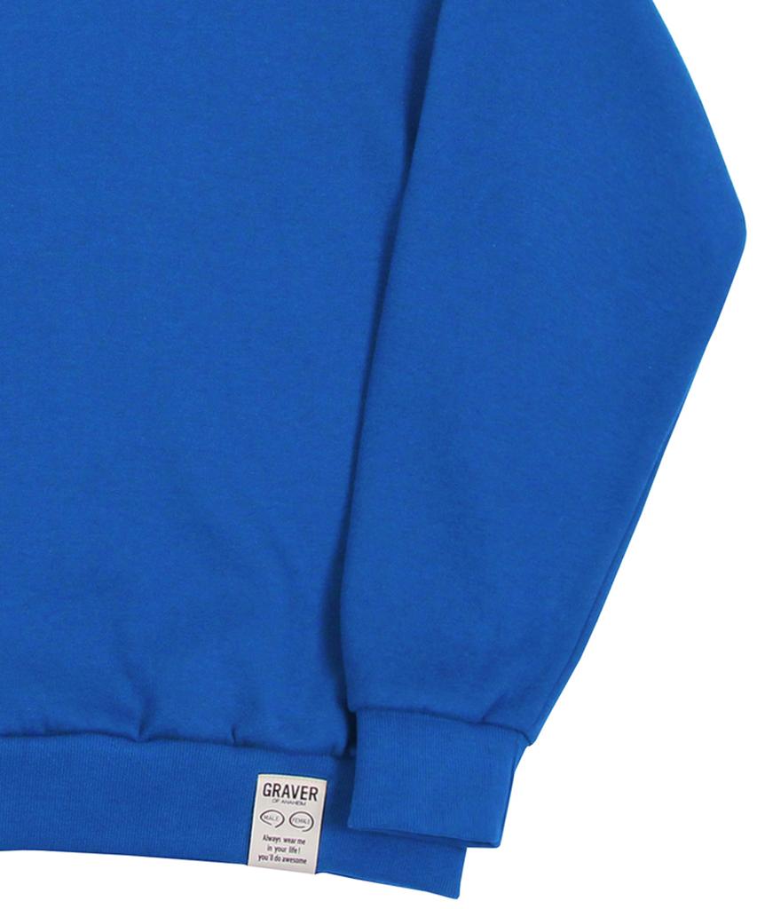 GRAVER [Unisex] Duck Flower Embroidered Smile Sweatshirt_Cobalt Blue