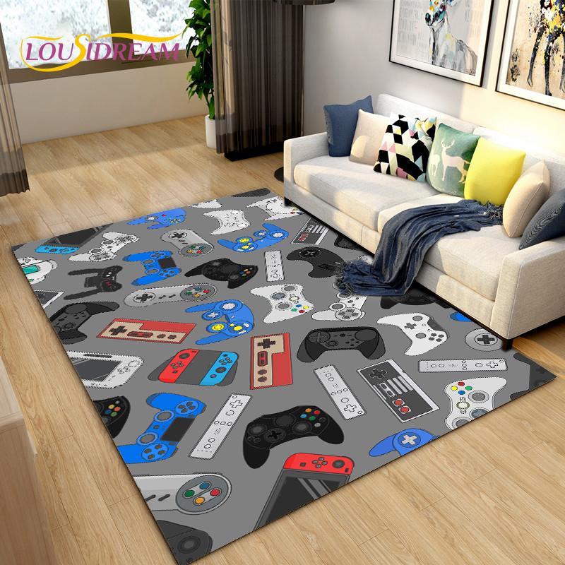 Cartoon Gamer Game Controller Area Rug Large,Carpets Rug for Living Room Children's Room,Kids Play Crawl Non-slip Floor Mat Gift