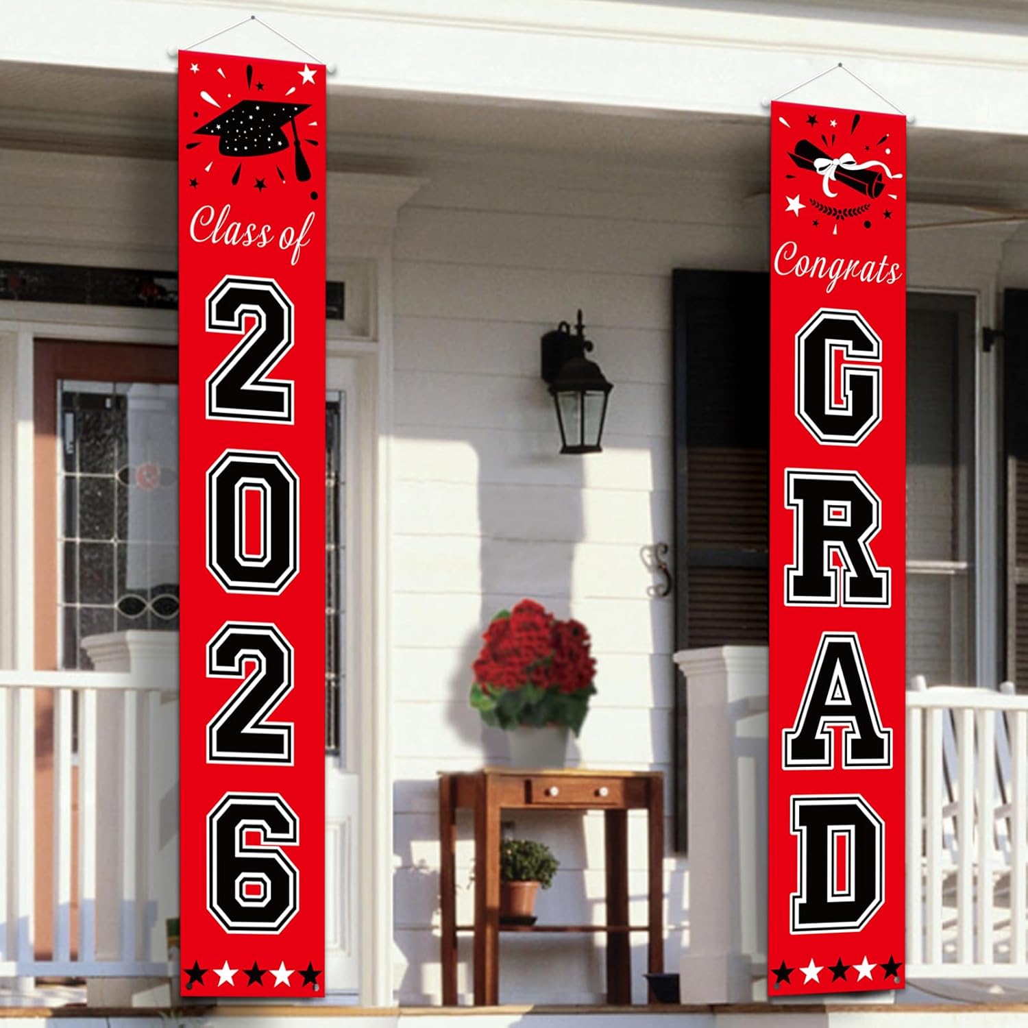 

Graduation Party Supplies Weather-Resistant Graduation Banners Porch Banners Bright Graduation Decorations For Party Venue Front красный