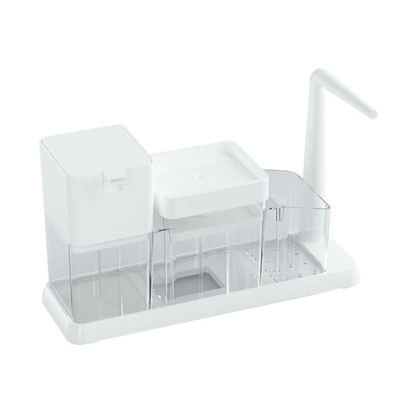

Multifunctional Soap Foam Dispenser Shelf Builts In Storage Compartment for Bathroom Countertop Easy Cleaning 1