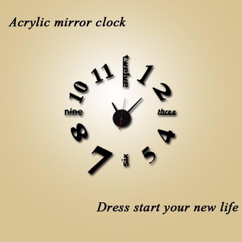 English acrylic DIY stereo digital clock personality fun clock wall clock wall sticker clock золотой