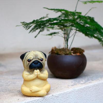Yoga Meditasyon Köpek Süsü Oturan Pug Heykelcik Heykeli Hayvan Heykeli İç Mekan Dış Mekan Bahçe Ev Ofis Masaüstü Dekorasyonu
