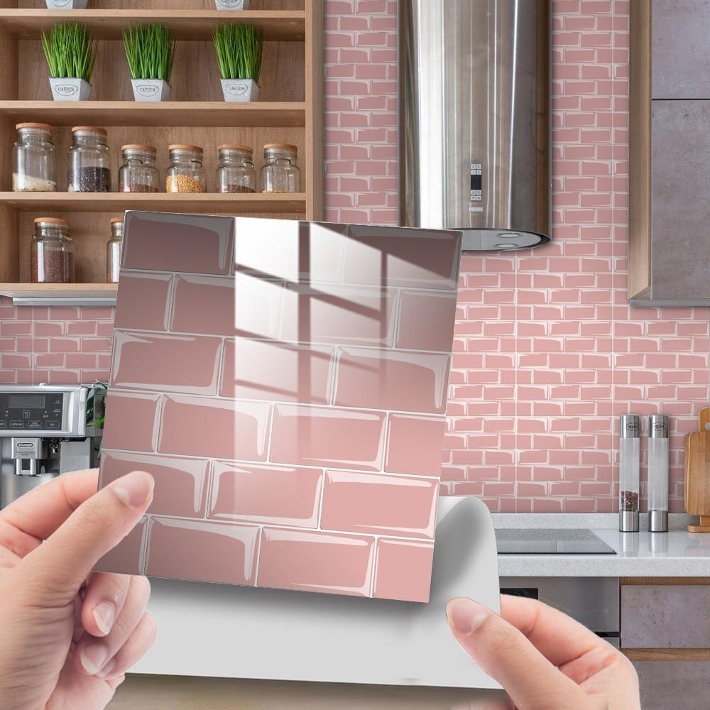 10Pcs PVC Tile Stickers 15*15cm Waterproof 3D Wall Sticker Marble Grain Self Adhesive Art Wall Decal