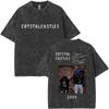 T-shirt Grafica Vintage Lavata Crystal Castles Uomo Donna Retro Gotica Rock Oversize T-shirt Maschile Cotone di Alta Qualità