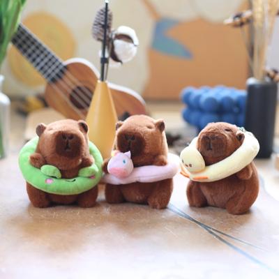 Cute Cute Swimming Ring Kapibala Small Pendant Plush Toy Doll Bag Hanging Keychain Doll