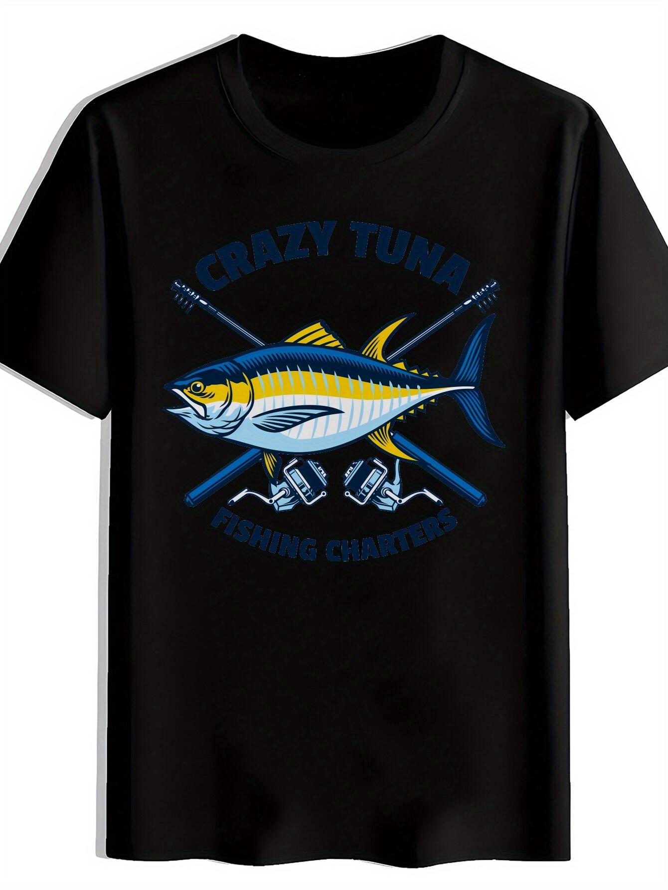 

Black Crazy Tuna Fishing Charters Graphic T-shirt - Casual Crew Neck XL