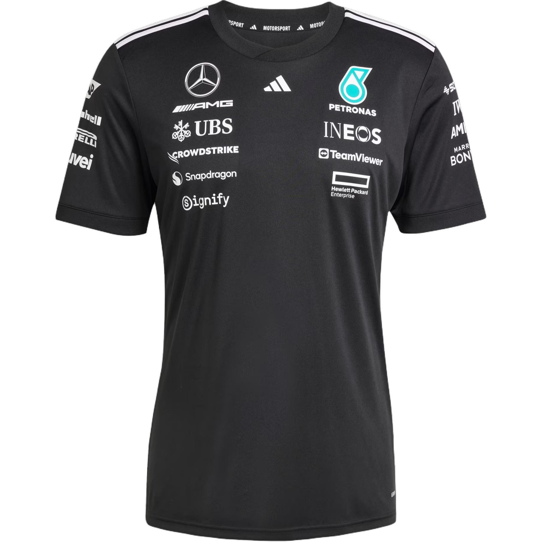 

Adidas X Mercedes-Amg Petronas F1 Team Минималистичная Полосатая Удобная Универсальная Футболка с Коротким Рукавом Женские Топы Черный Белый JW5362 M