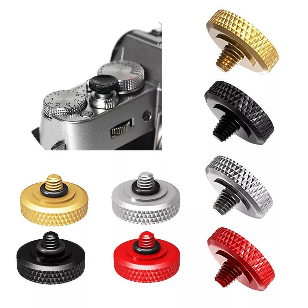 Brass Shutter Release Concave Rubber Ring Shutter Button for Fujifilm/Leica/Nikon/Sony DSLR Camera