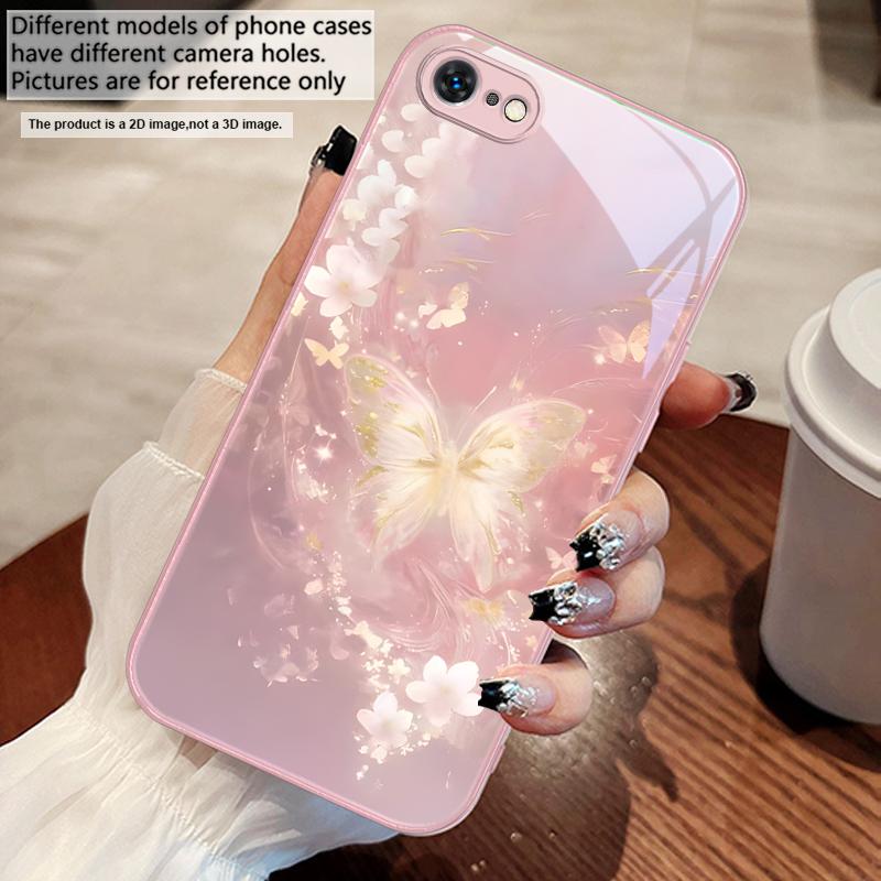 

Мрійлива смугаста метелик Для iPhone 17 Air 16 E 15 14 13 Plus 12 mini 11 17 Pro Max XR Xs Max 16E 7 8 Загартоване скло Чохол для телефону iPhone 15 Pro Max