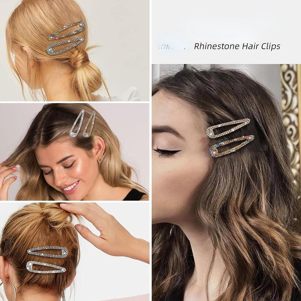 1PCS Rhinestone Hair Clips Water Drop Crystal Hair Barrettes Bling Hairpins Glitter Hair Accessories For Women Girls