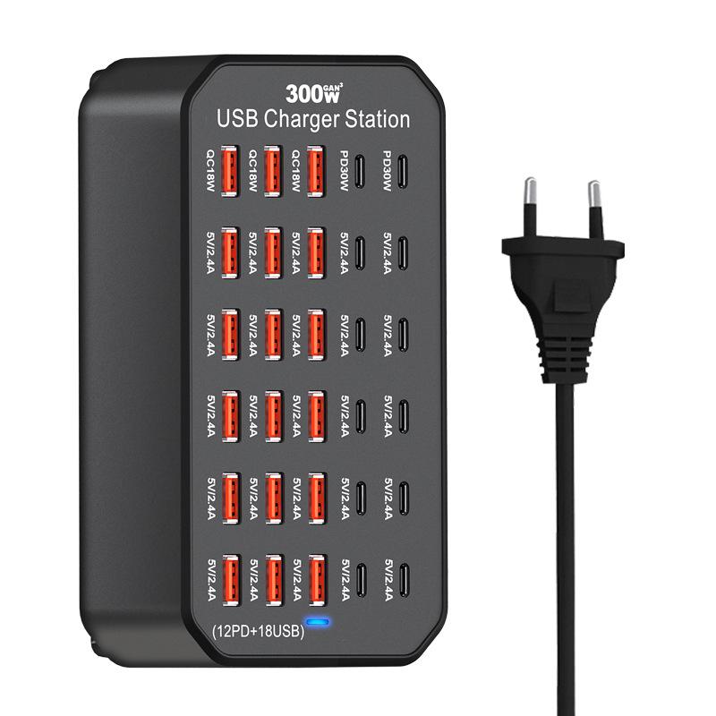 30-Port USB Fast Charging Smart Desktop Station with PD Support