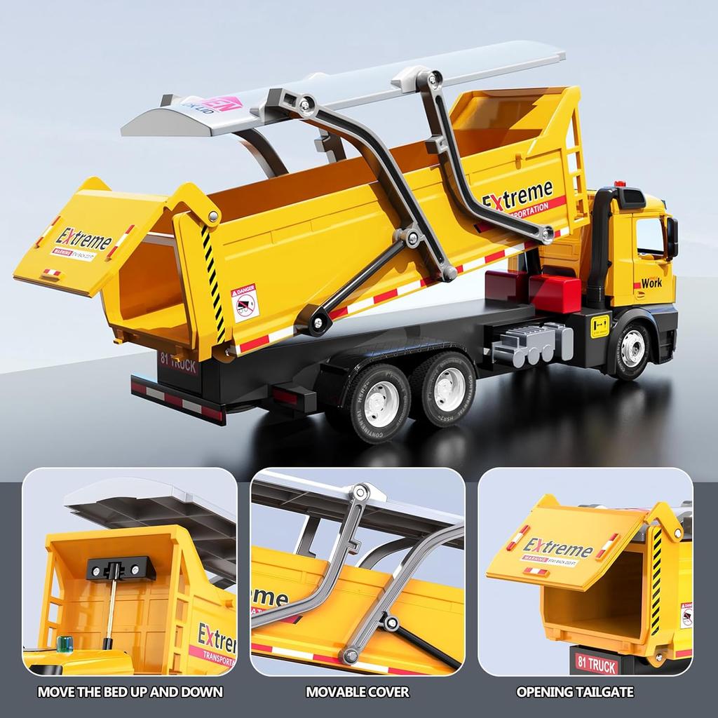 Dump Truck Toy, Large Dump Trucks Metal Cab, Big Construction Trucks with Lights and Sounds, Construction Vehicle Toys, Kids Birthday Xmas Gifts