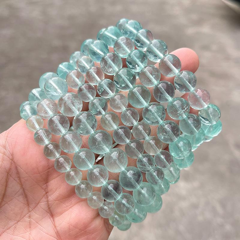 Jingde 8A Natural Green Fluorite Crystal Beaded Women's Bracelet