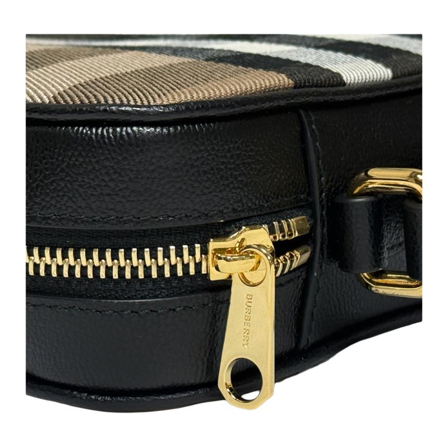 Burberry Borsa a Spalla in Cotone con Logo Piccola da Donna Nera 81140741
