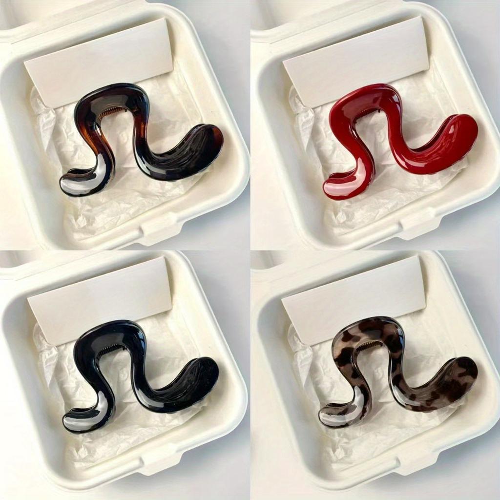 [Elegant Hair Clip] Large High-End Plastic Hair Clip, Bohemian Sweet Style Wavy Shark Clip | for Half Up Hairstyles, Elegant Hair Accessory