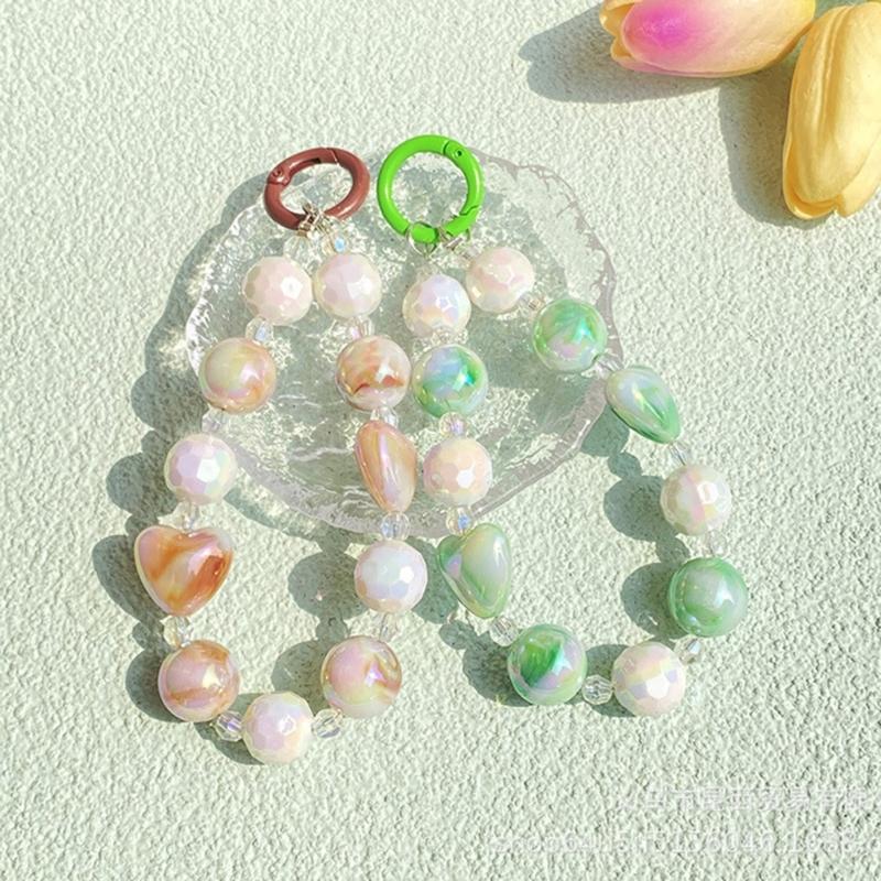 Handmade Beaded Phone Chain Elegant Crystal Wristlet, Fashionable Wrist Lanyard Accessories Suitable for Smartphone Bags