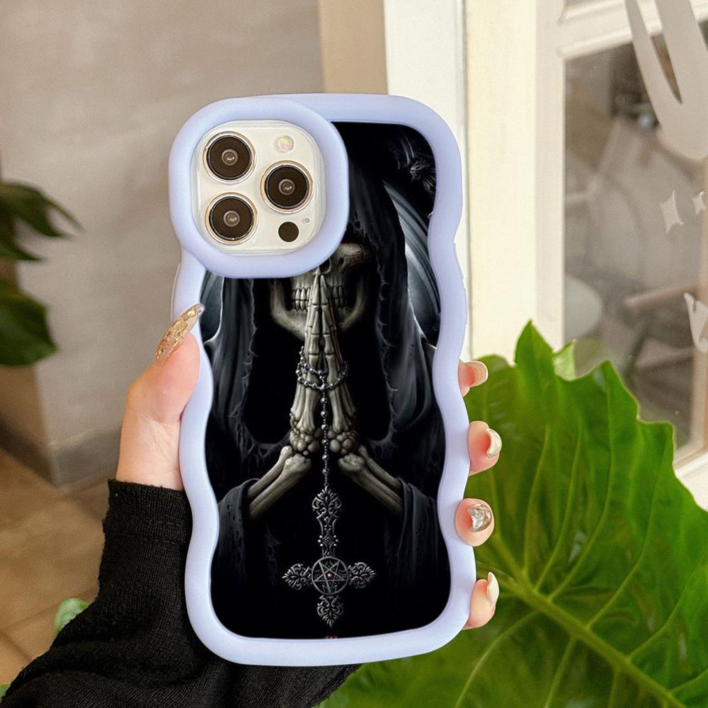 LZ13 Death Prayer Grim Reaper Skull Wave Silicone Phone Cases for Samsung A15 S23 FE S24 Ultra A34 A54 A14 Motorola G32 OnePlus Soft Cover