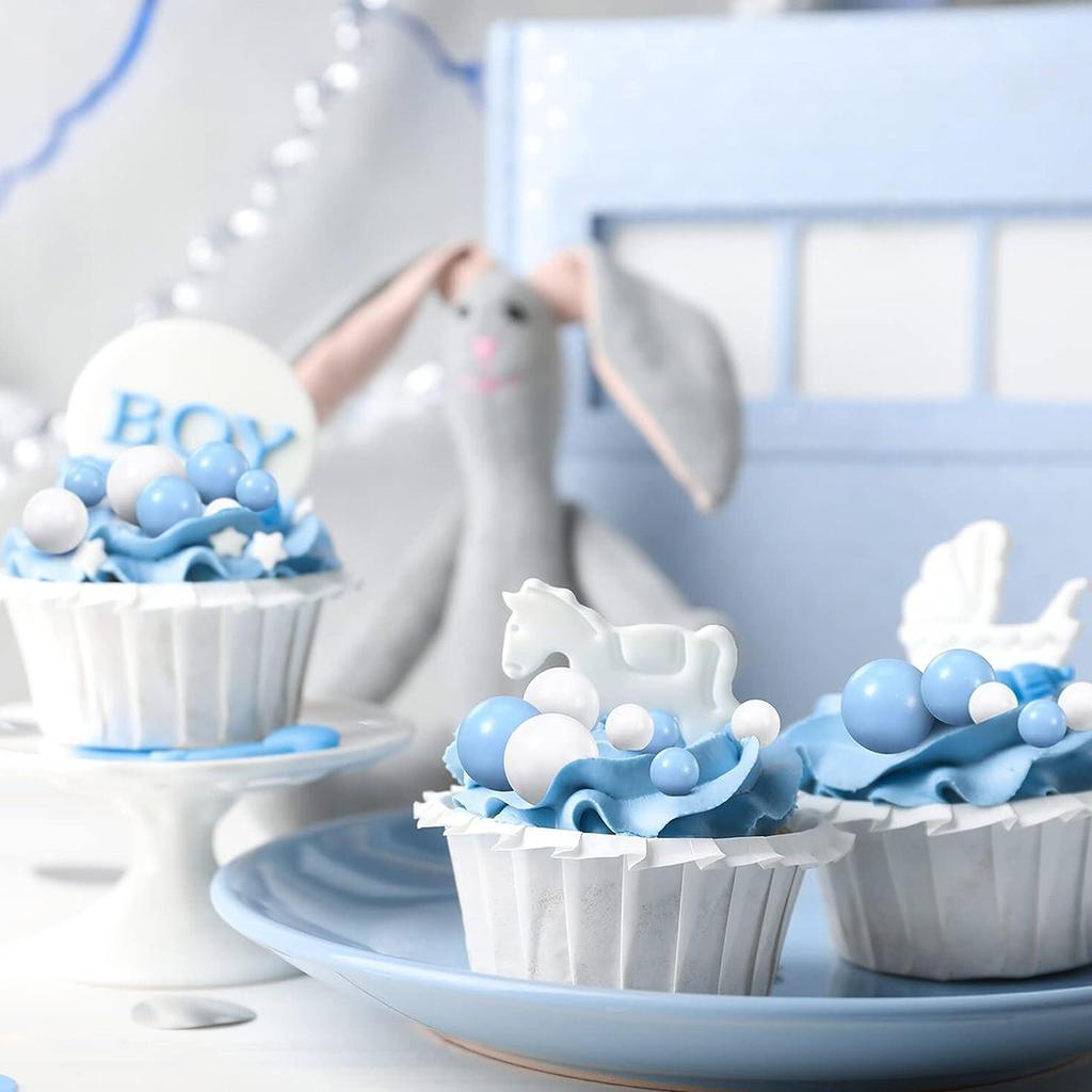 70Pieces Mini Balloon Cake Topper Balls Faux Pearl Balls Cake Picks Baking Decoration for Anniversary Birthday Party Baby Shower