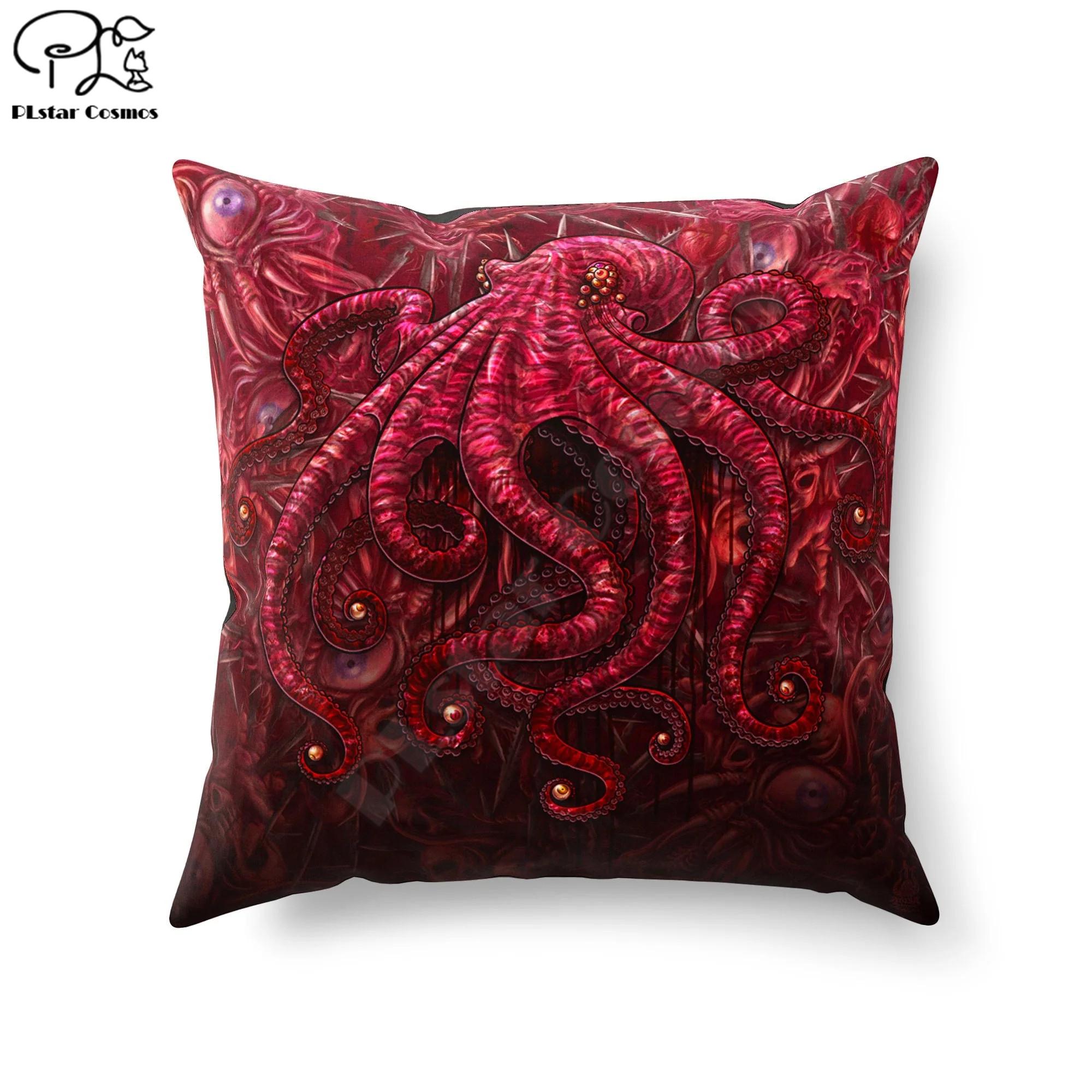 

Наволочка с 3D принтом «Осьминог», декоративные наволочки из полиэстера, наволочка, двухсторонняя печать, пляжная подушка 50cm X 50cm