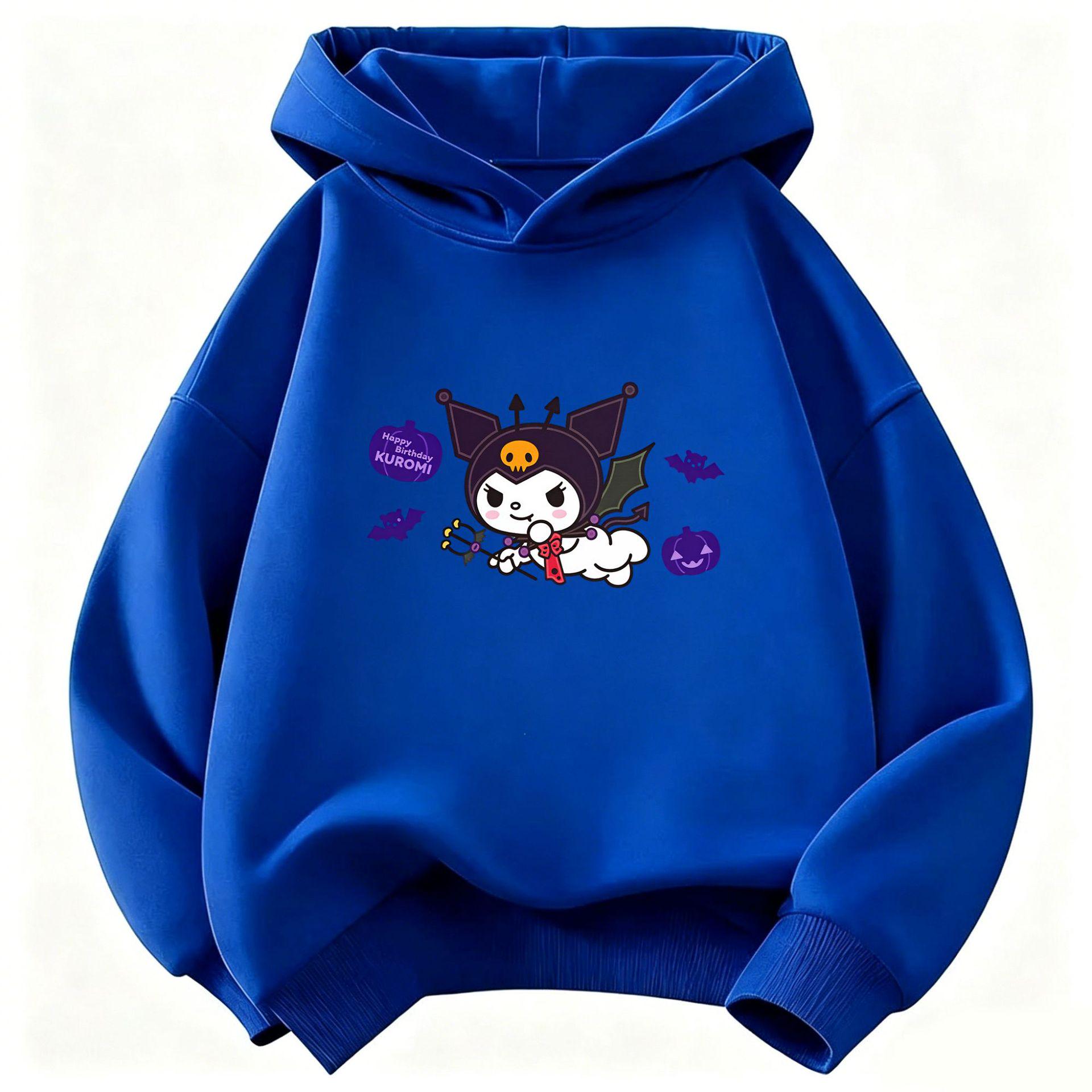 Sanrio Kuromi Halloween Pumpkin Bat Hoodie - Girls Loose Cartoon Sweatshirt 150cm
